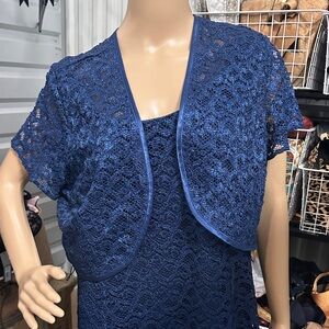 R & M Richards Blue Lace 2 piece Maxi Dress size 18w